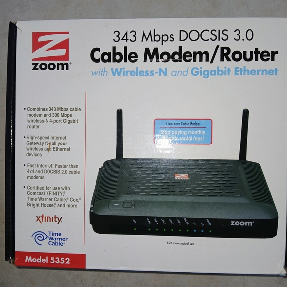 Zoom Black Cable Modem Router with Wireless-N - Picture 2 of 5